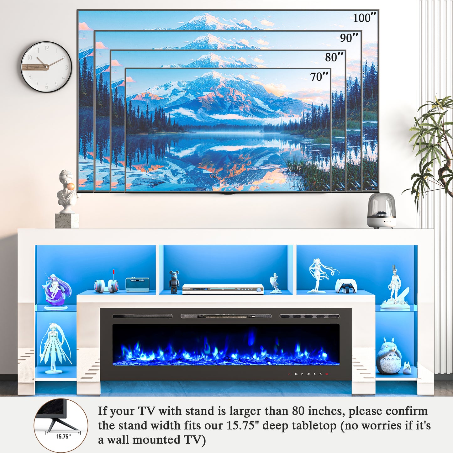 94.5" Fireplace TV Stand with 50" Fireplace for TVs Up to 100"