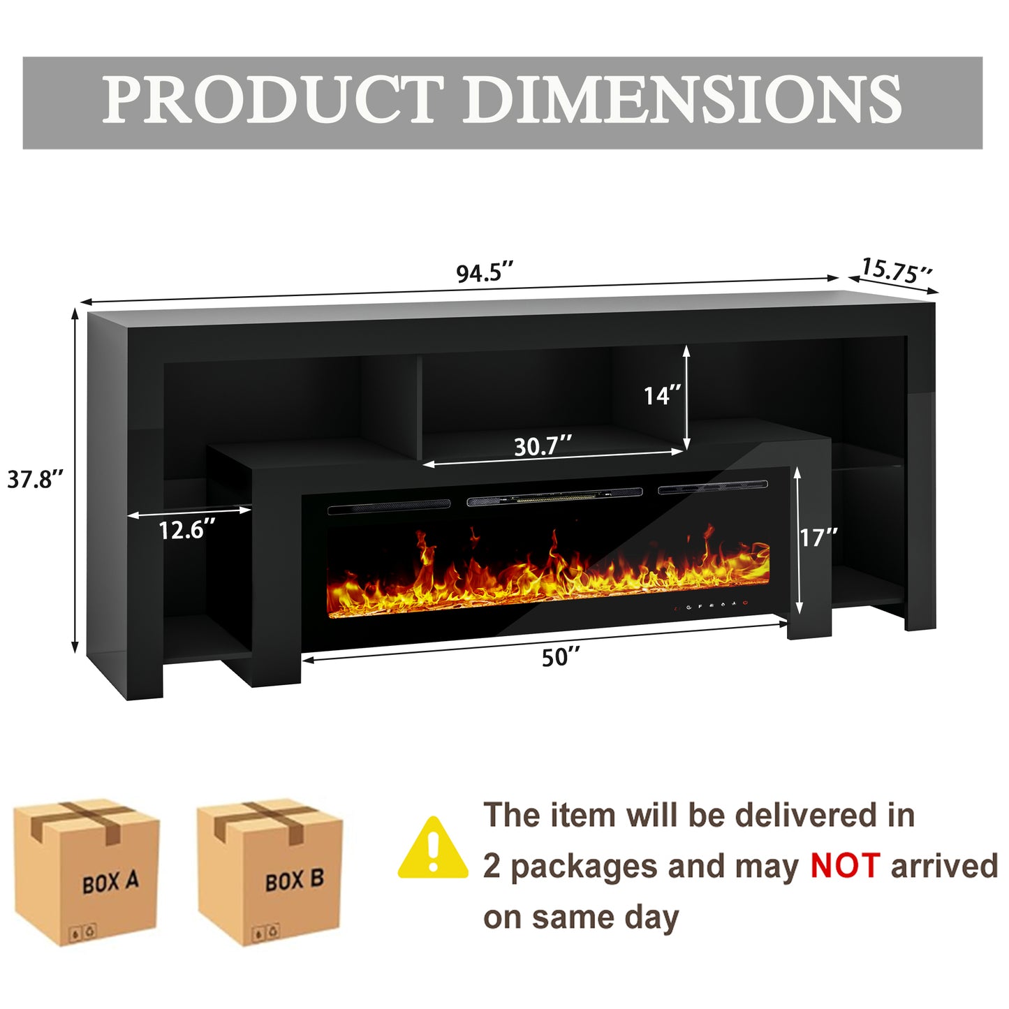 94.5" Fireplace TV Stand with 50" Fireplace for TVs Up to 100"