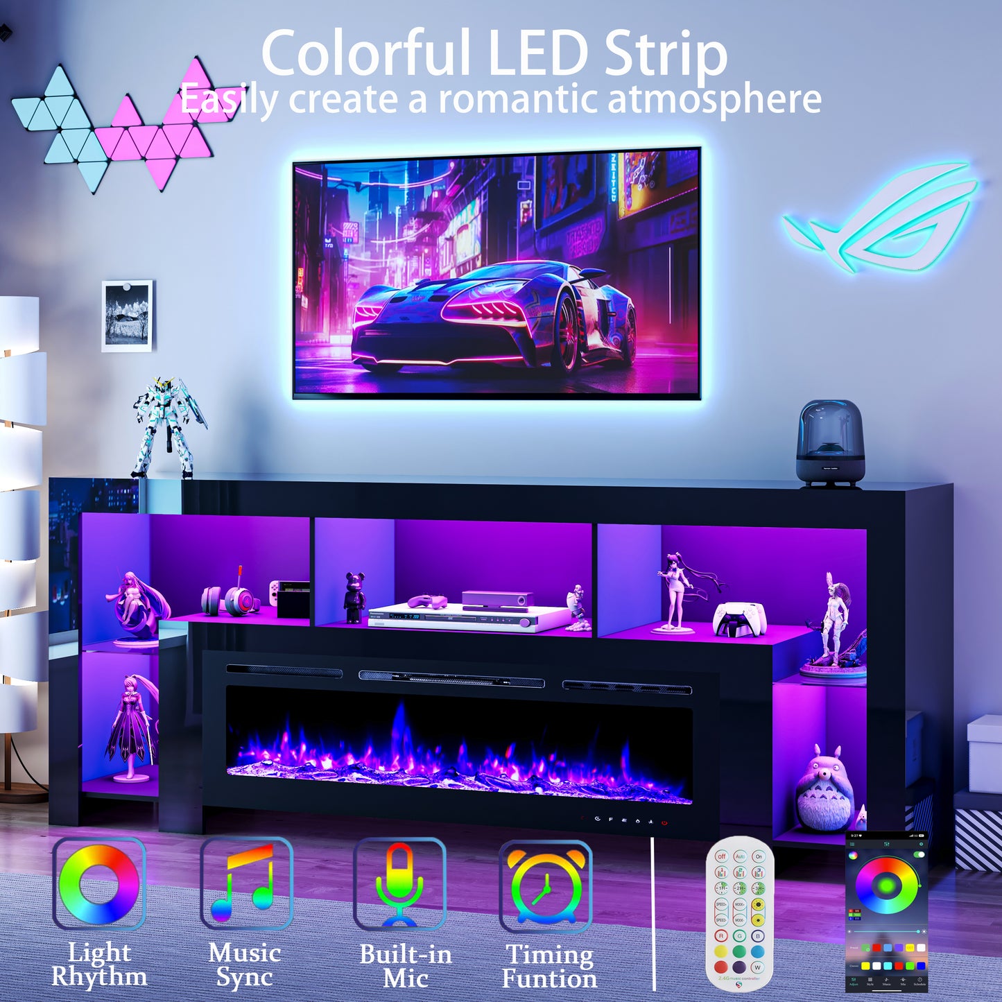 94.5" Fireplace TV Stand with 50" Fireplace for TVs Up to 100"