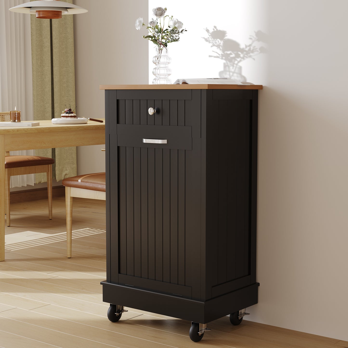 10 Gallon Tilt Out Trash Can Cabinet with Wheels