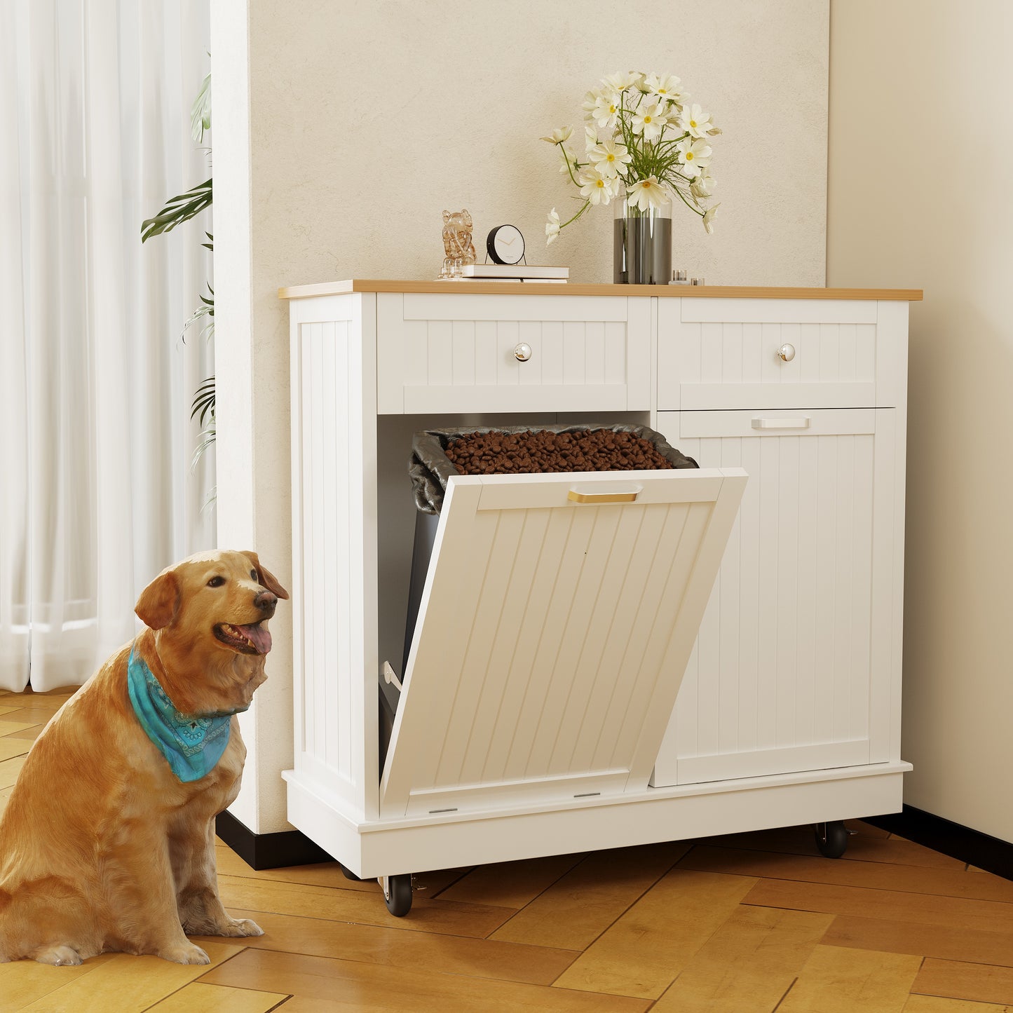 2 x 10 Gallon Double Tilt Out Trash Cabinet with Wheels
