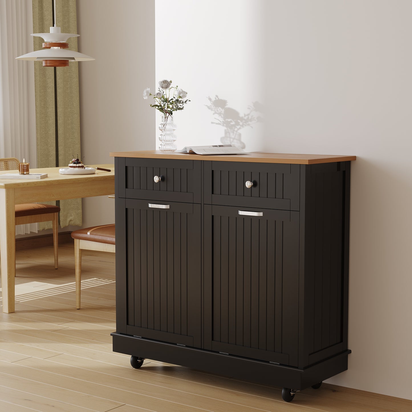 2 x 10 Gallon Double Tilt Out Trash Cabinet with Wheels