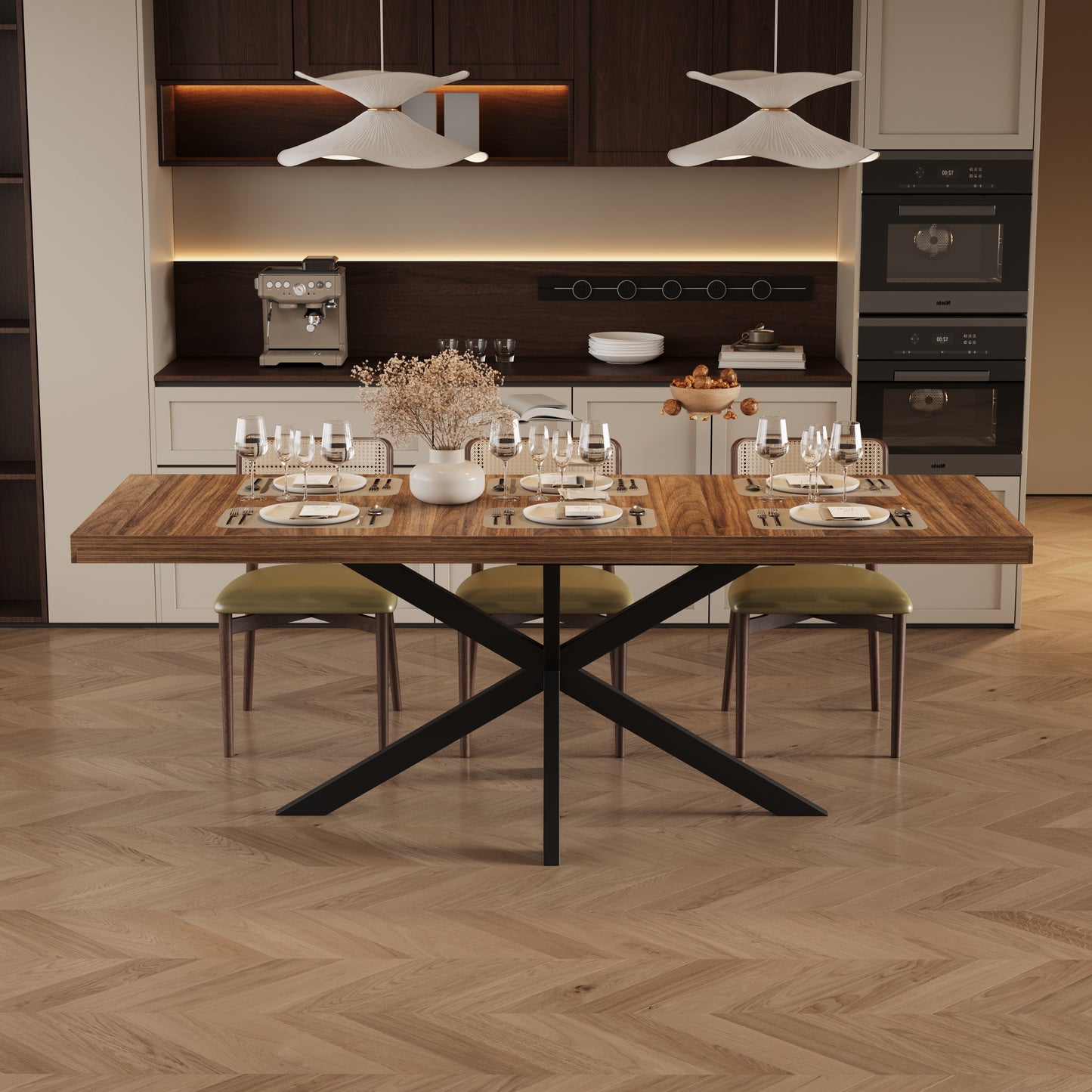 59"-78.7" Extendable Dining Table for 6 8 People(No Chair Included)