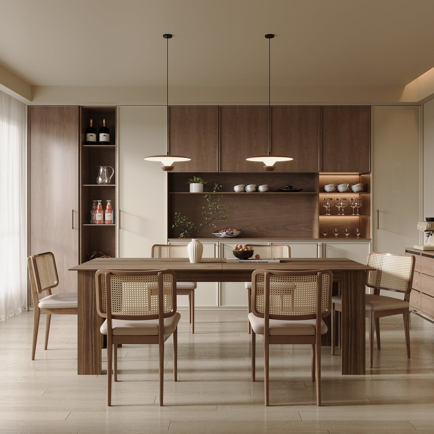 55-86.6" Expandable Dining Table for 6 8 People(NO SEATING INCLUDED)