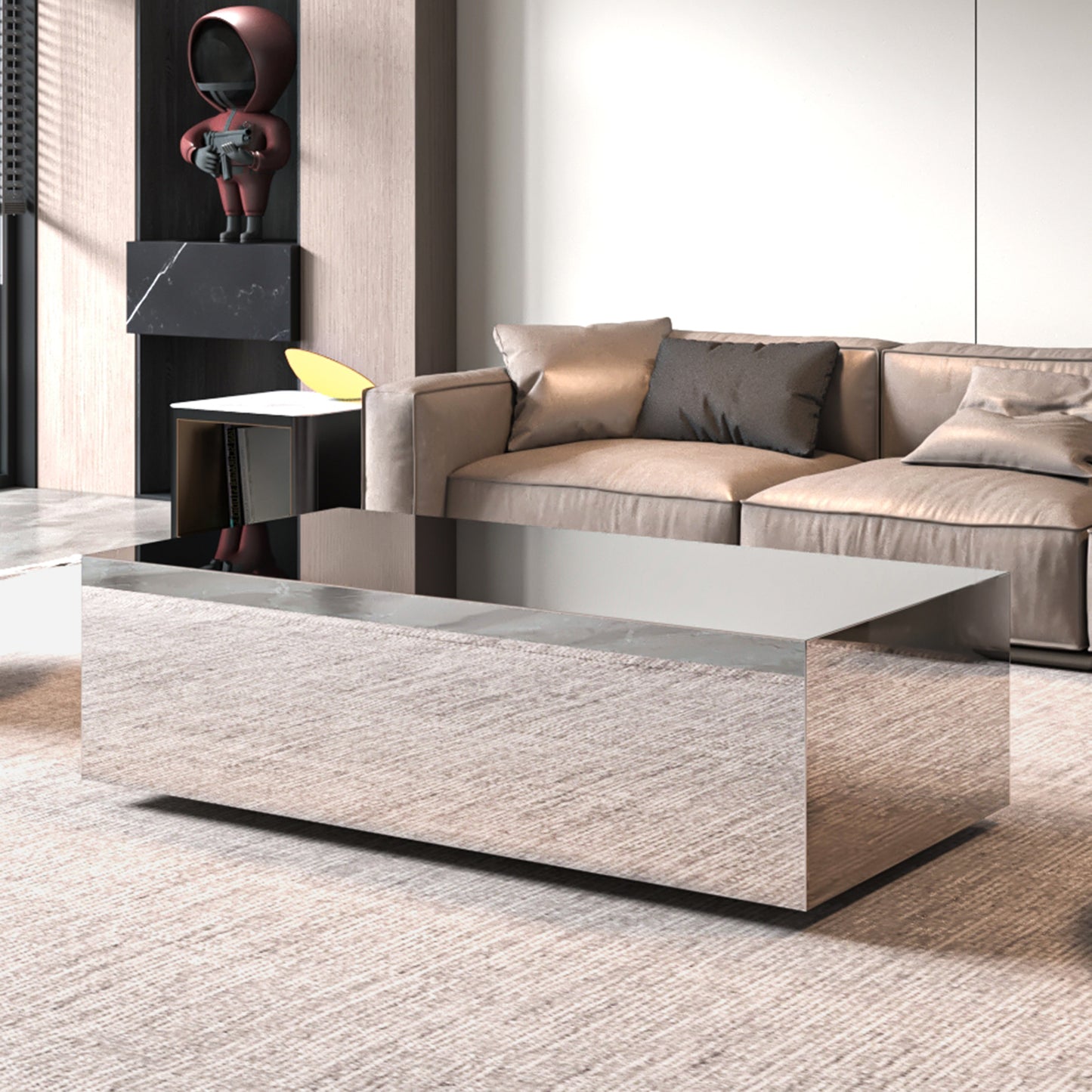 47.2” Tempered Glass Mirror Coffee Table