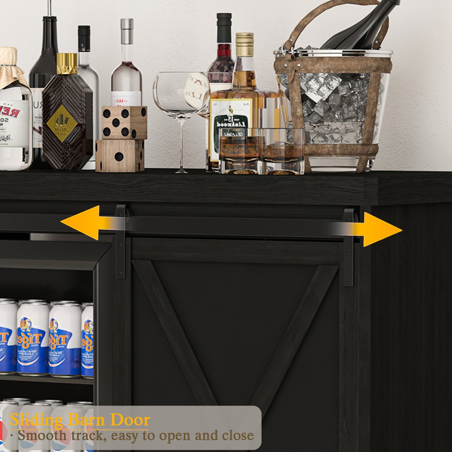 49’’ Coffee Bar Cabinet with Fridge Space, Wine Rack and Power Outlet