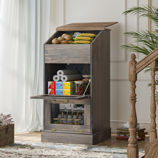 Potato Storage Cabinets, Farmhouse 3 Tiers Storage Box for Vegetable