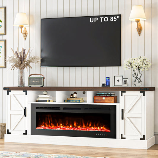 77 inch Fireplace TV Stand for 85 Inch TVs with 50’’ Electric Fireplace