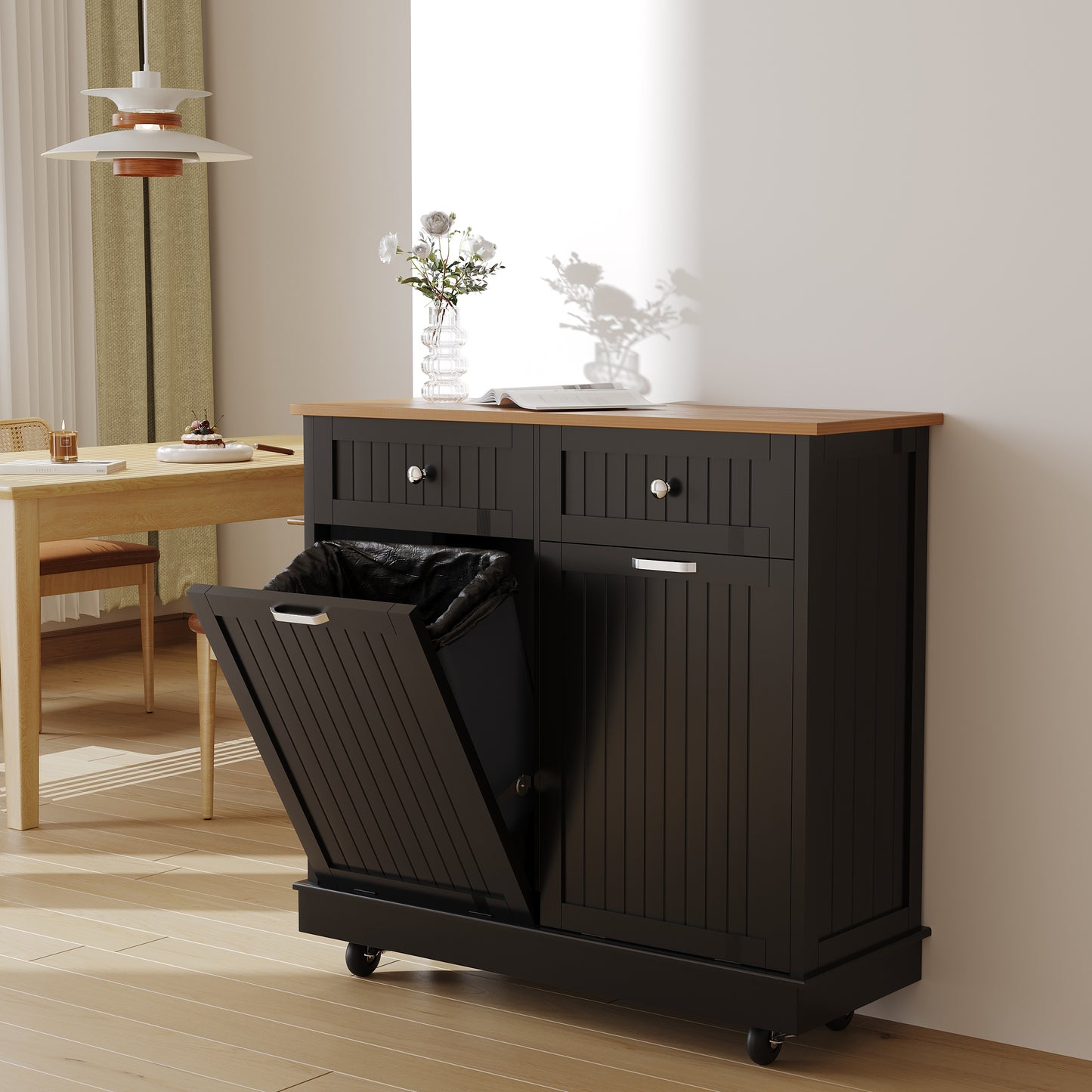 2 x 10 Gallon Double Tilt Out Trash Cabinet with Wheels