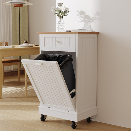 10 Gallon Tilt Out Trash Can Cabinet with Wheels