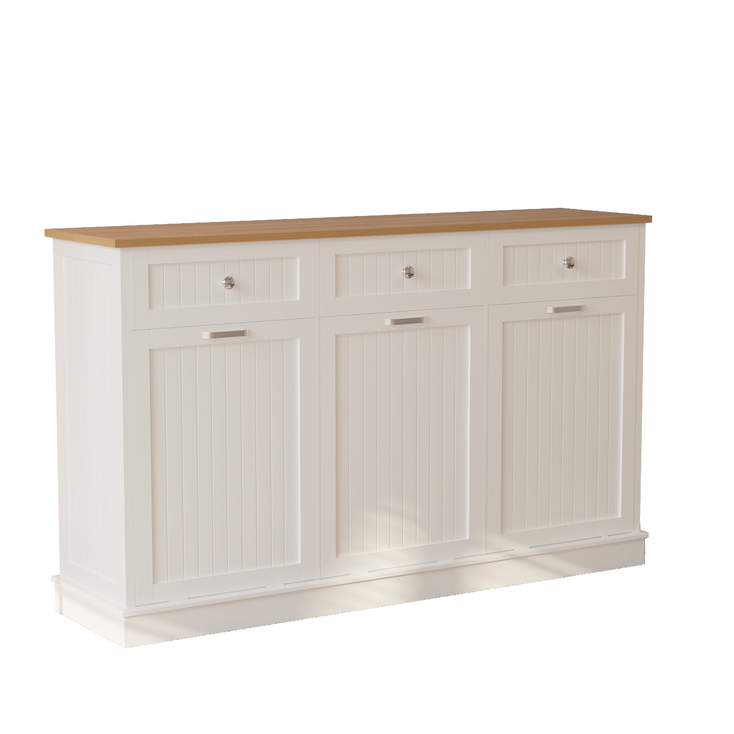 3 x 10 Gallon Triple Tilt Out Trash Can Cabinet for Trash, Recycle & Compost