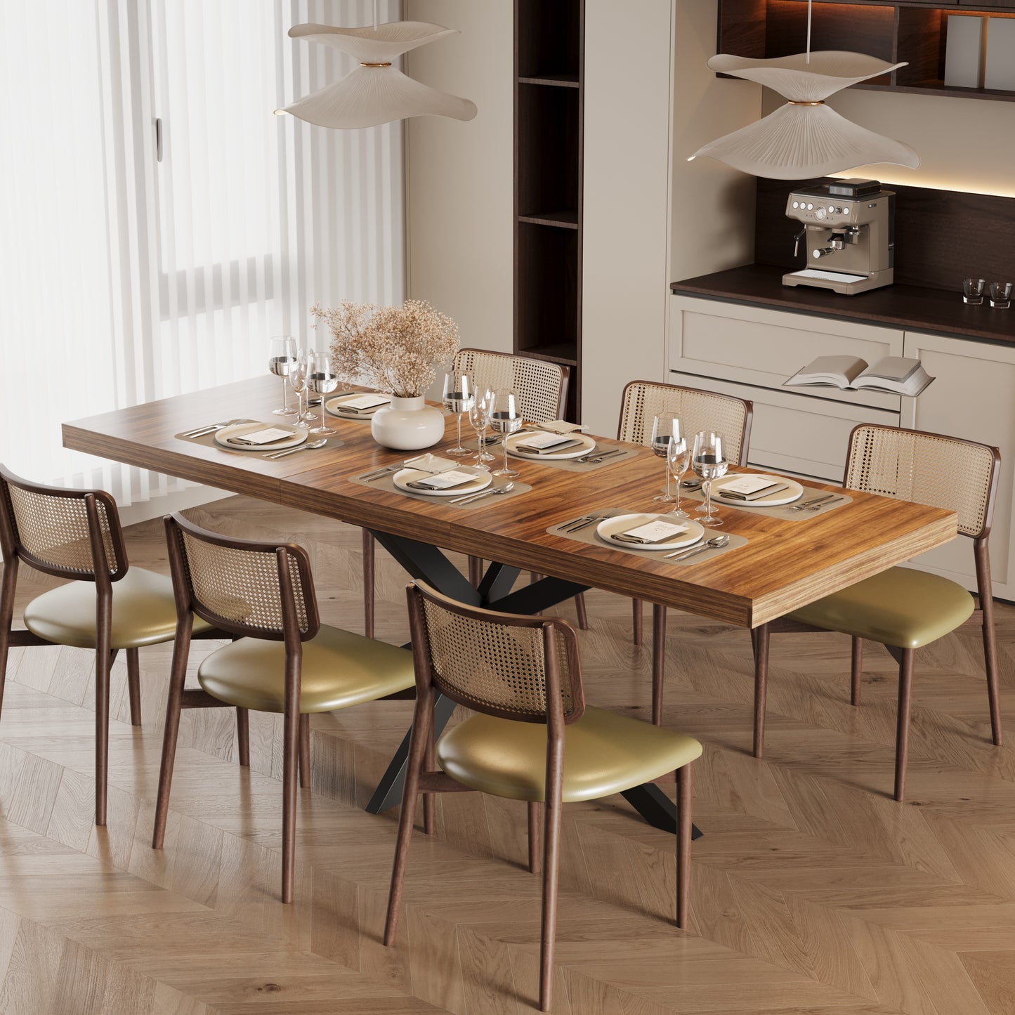 59"-78.7" Extendable Dining Table for 6 8 People(No Chair Included)