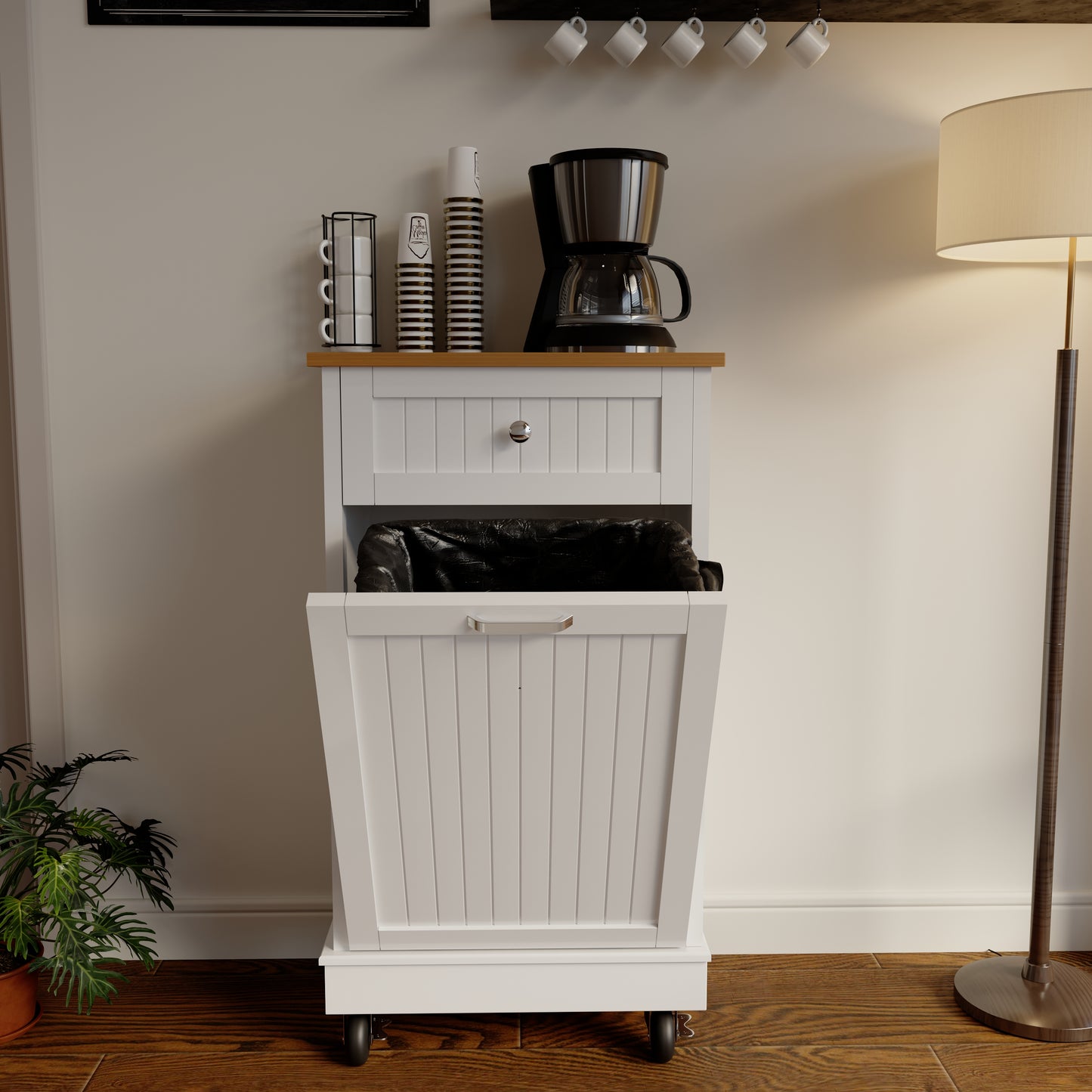 10 Gallon Tilt Out Trash Can Cabinet with Wheels