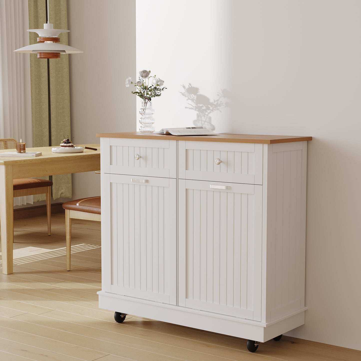 2 x 10 Gallon Double Tilt Out Trash Cabinet with Wheels