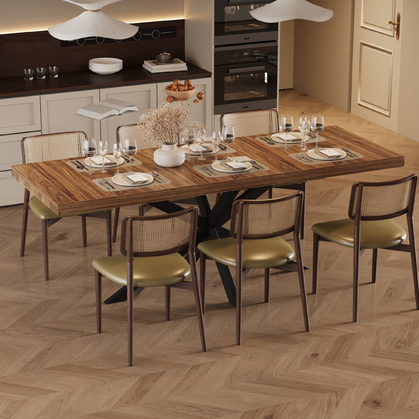 59"-78.7" Extendable Dining Table for 6 8 People(No Chair Included)