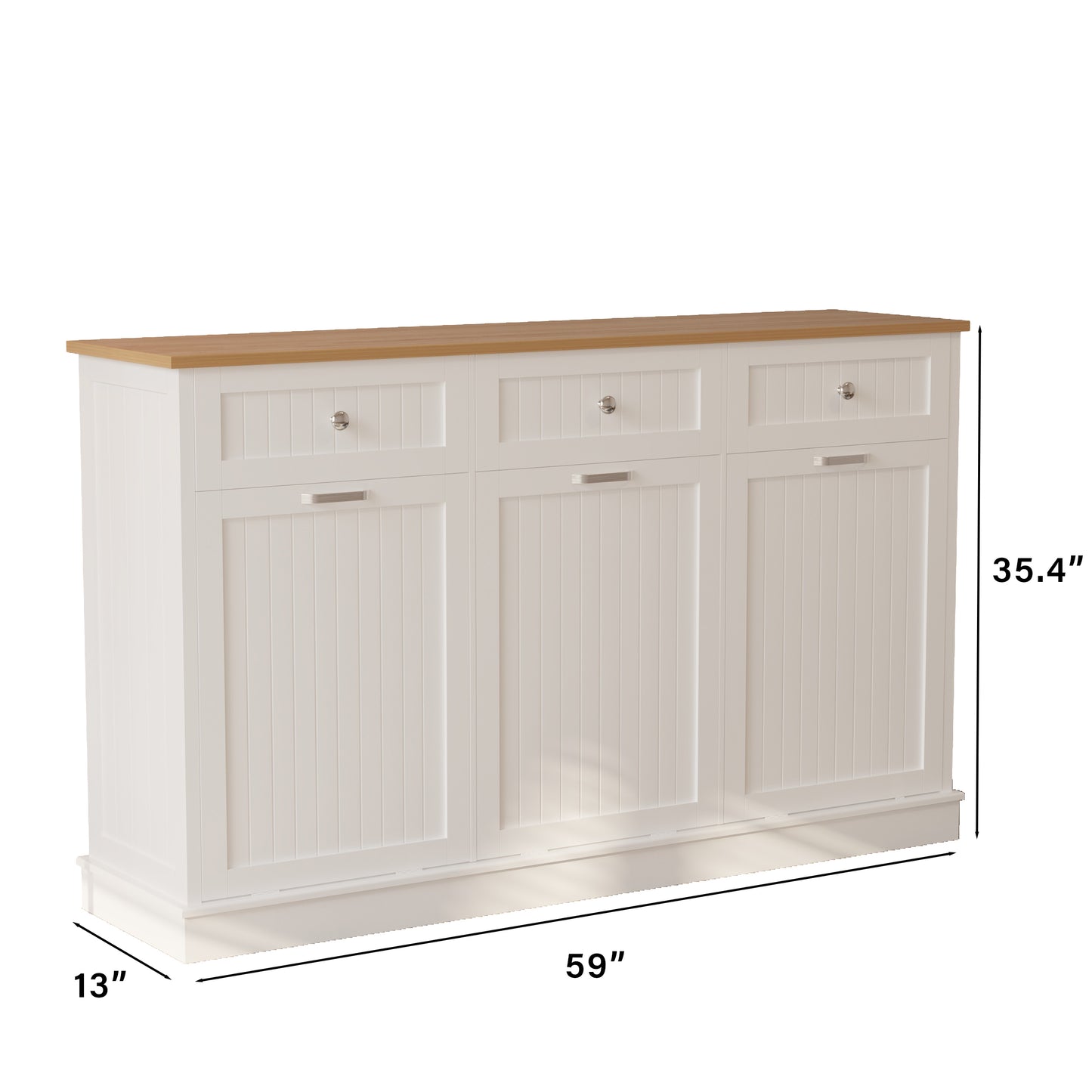 3 x 10 Gallon Triple Tilt Out Trash Can Cabinet for Trash, Recycle & Compost