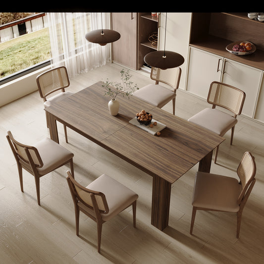 55-86.6" Expandable Dining Table for 6 8 People(NO SEATING INCLUDED)