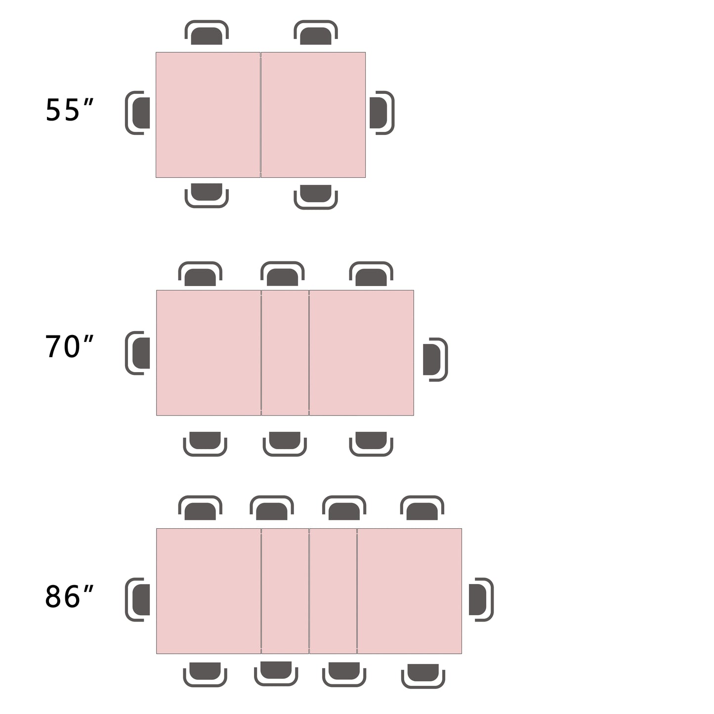 55-86.6" Expandable Dining Table for 6 8 People(NO SEATING INCLUDED)