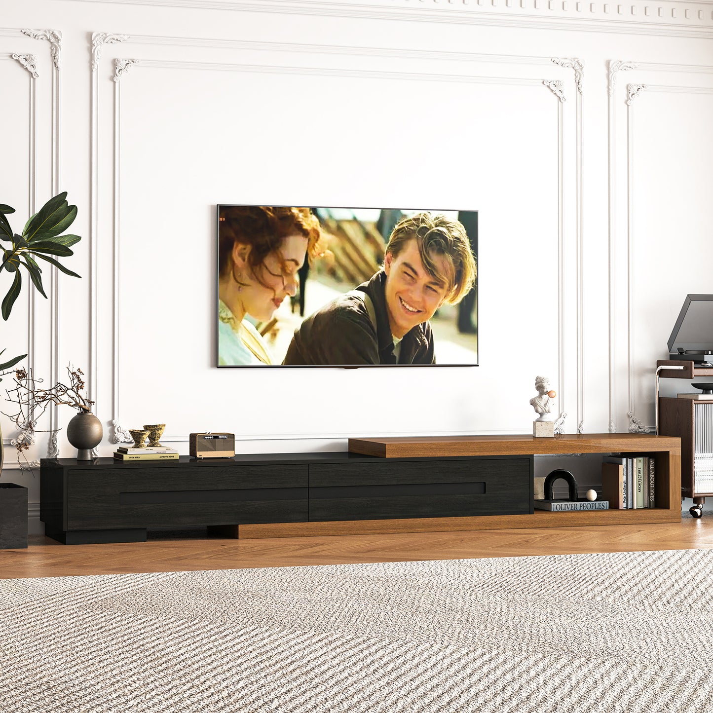 80.6’’-115.2’’ Extendable TV Stand for Up to 120 Inch TV