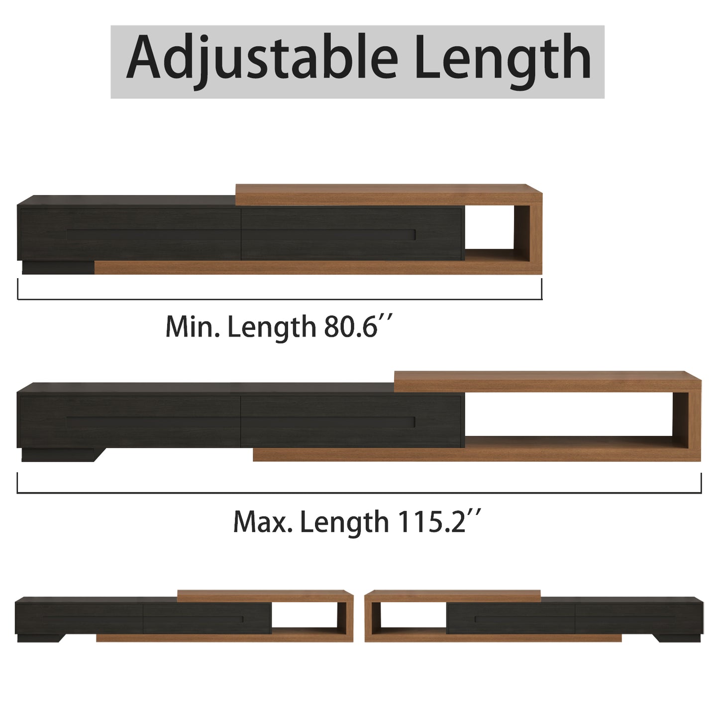 80.6’’-115.2’’ Extendable TV Stand for Up to 120 Inch TV