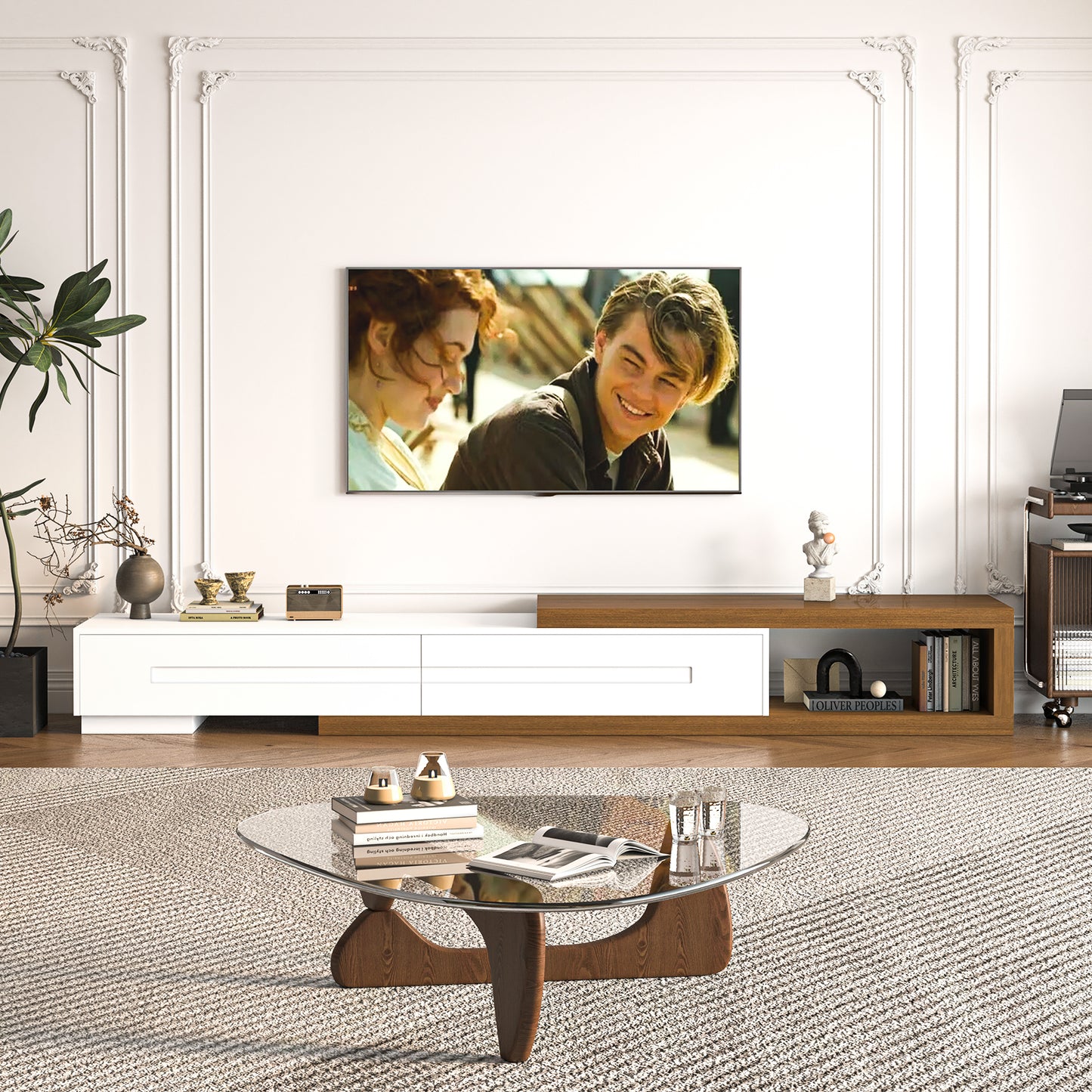 80.6’’-115.2’’ Extendable TV Stand for Up to 120 Inch TV
