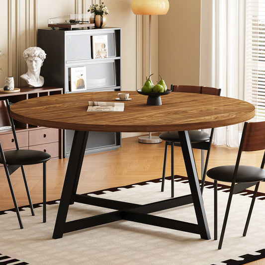 59" Round Dining Table for 6-8 with Steel Base(No Chair Included)