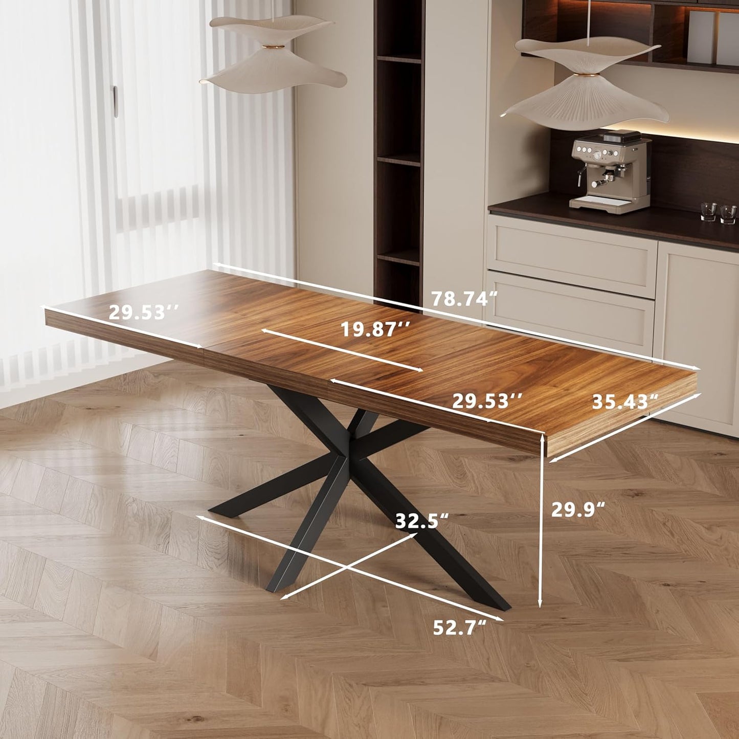 59"-78.7" Extendable Dining Table for 6 8 People(No Chair Included)