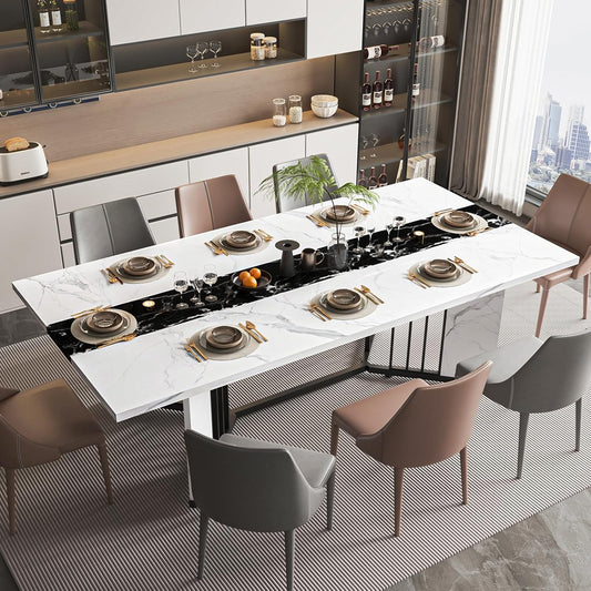 71" Faux Marble Dining Table for 6 8 10 People for Kitchen Dining Room(No Chair Included)