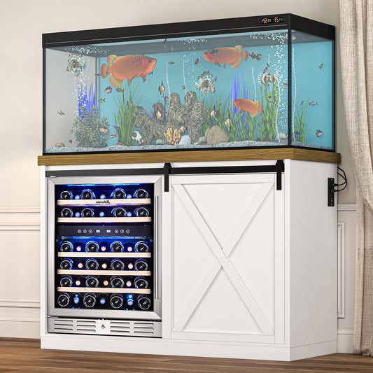 49’’ Coffee Bar Cabinet with Fridge Space, Wine Rack and Power Outlet