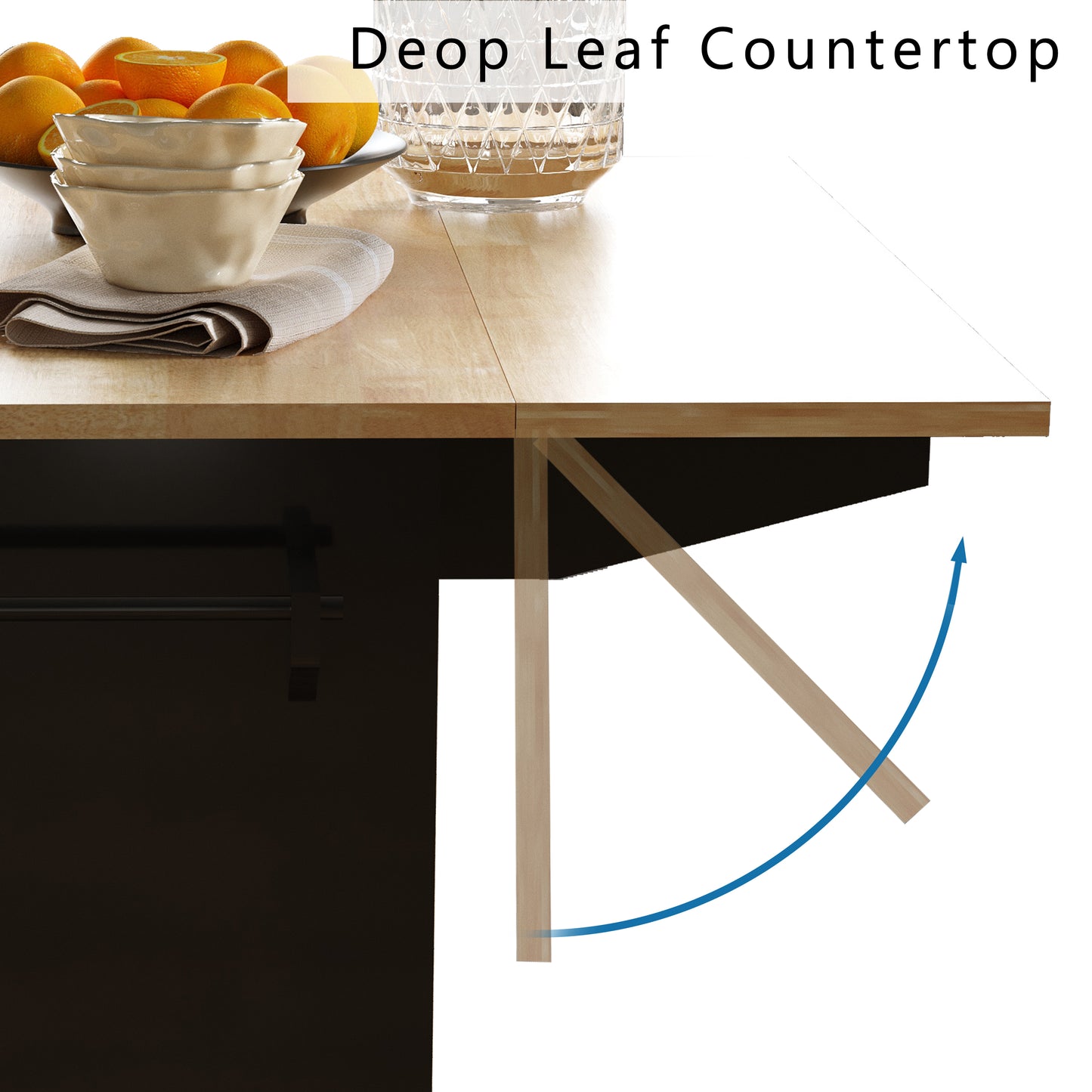Rolling Kitchen Island with Sliding Drop Leaf and Stoage Drawers