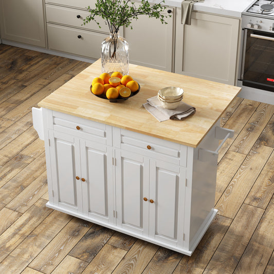 Rolling Kitchen Island with Sliding Drop Leaf and Stoage Drawers